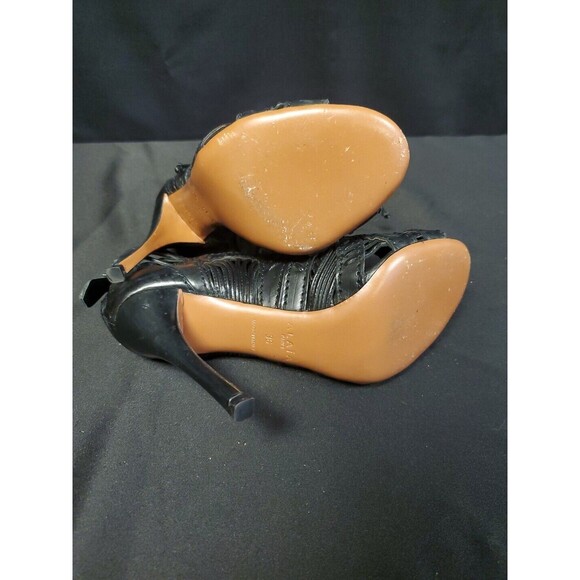 Alaia Paris Designer Laser Cut Stiletto Heel Black Sandals Bootie Sz 36/ US Sz 6 - Picture 8 of 8
